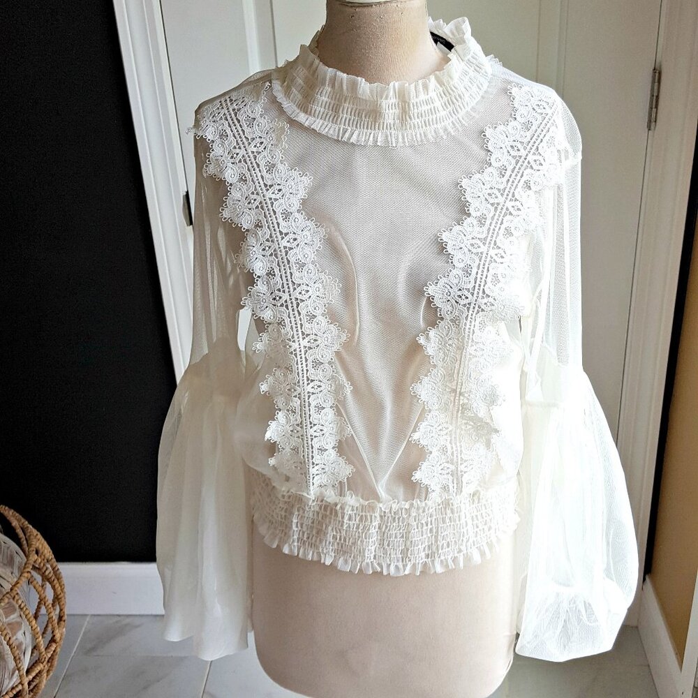 NWOT! BOHO Sheer ROMANCE BLOUSE SZ XL